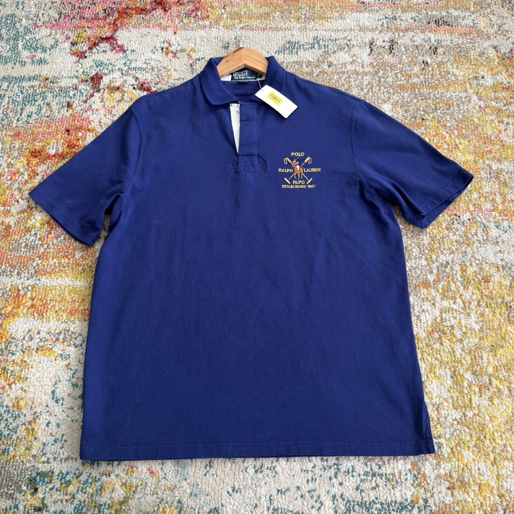 Polo Ralph Lauren RLPC Crest Embroidery Short Sleeve Rugby Shirt Mens Medium